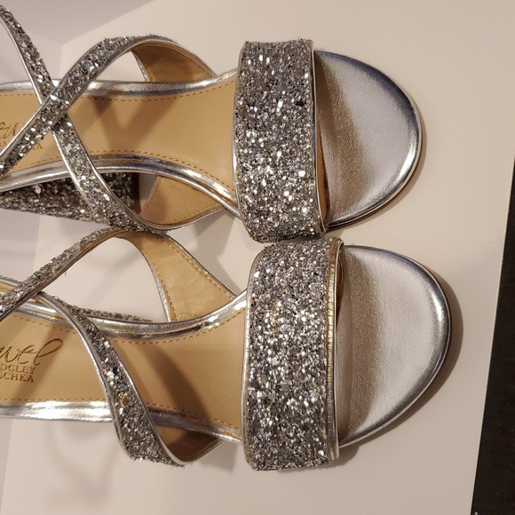 Jewel Badgley Mischka Cook Glitter Heeled Sandals Size 6.5 - Picture 12 of 12